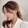 Herbeluemily Headband with Wave, Thin Gold, Simple, Ruffed, Gold