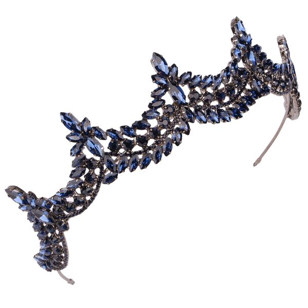 Women's Tiara-Crown for Henna Wedding Party | Glitter Hair Accessories for Bridal Birthday Pageant Prom Halloween Costume Christmas Party, Princess Crowns | Shiny Crystal Stone1 - Navy Blue