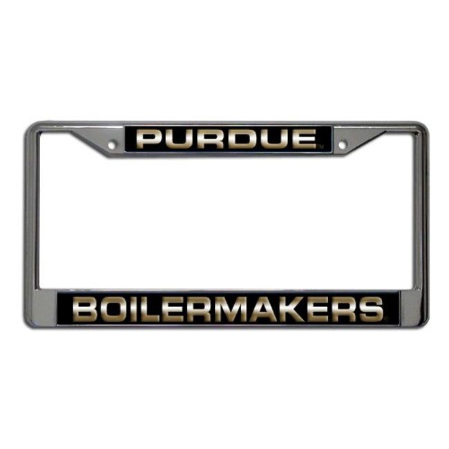 NCAA Purdue Boilermakers Laser Cut Inlaid Standard Chrome License Plate Frame