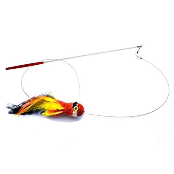 Cat Toy Wand with KatFly® Parrot Teaser - Red