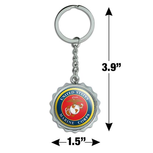 Marines USMC Logo Blue Red Gold Officially Licensed Keychain Chrome Plated Metal Pop Cap Bottle Opener
