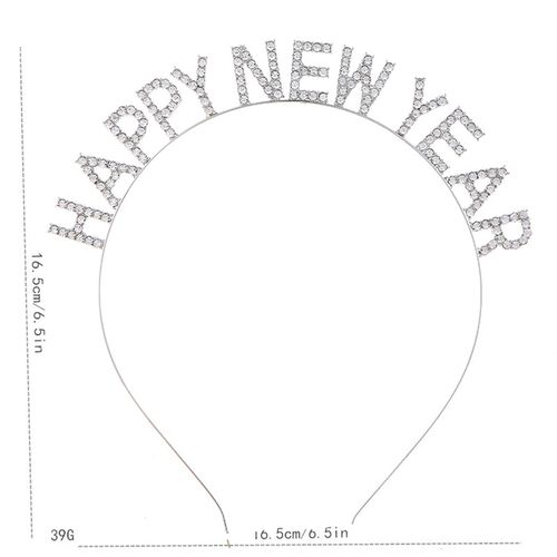 BinaryABC Happy New Year Headband Tiara,Rhinestone New Year Headband,New Year Eve Hair Accessories Party Supplies Favors
