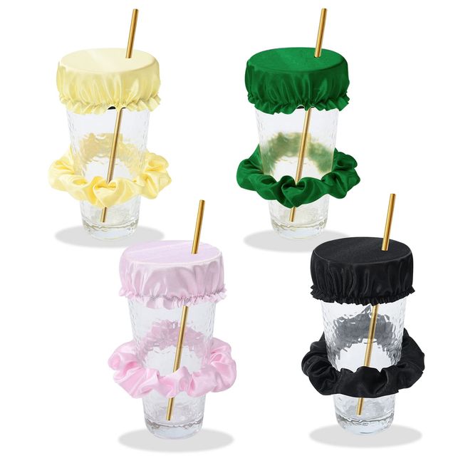 Anti Spike GeträNkeabdeckungen, GeträNkeschutz Scrunchie Waschbar und Wiederverwendbar Anti Spike Drink Covers GeträNke Schutz Party Antidrogenschutz fürs Glas (Schwarz Rosa Gelb Grün)