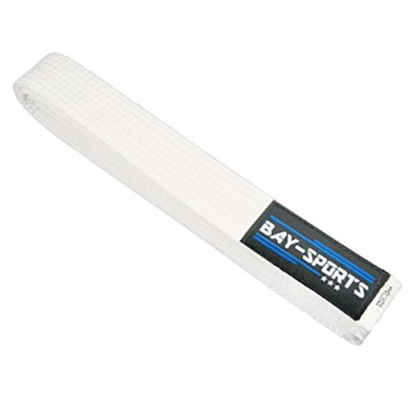 Bay® Martial Arts Belt, White, White Strap, Martial Arts Belt, 160, 180, 200, 220, 240, 260, 280, 300, 350, All Sizes, Budo Obi Belt Martial Arts Competition Belt, Karate, Judo, Taekwondo Tae Kwon Do Jiu Jitsu BJJ Kickboxing Children, Kids, Junior, Senior