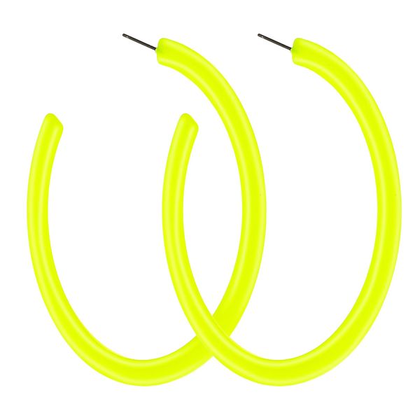 Neon Ohrringe Damen Große Creolen Acryl Vintage Neon Ohrringe Offene Ohrringe C-Form Mode Dicke Hoop Earrings Leichter Schmuck Ohrringe Für 70er 80er 90er Party Zubehör Ohrhänger (Gelb)