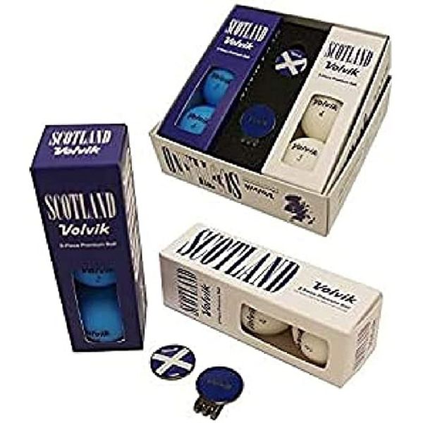 Volvik Vivid Scotland Country Pack Golf Balls (Pack of 6 Balls, 1x Ball Marker, 1x Hat Clip)