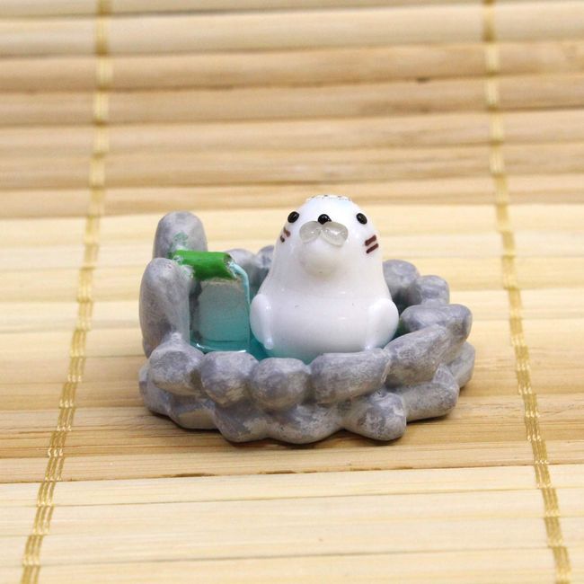 Four Cart CKK418 White Figurine, Total Length: 1.5 inches (38 mm), Cute, Handmade, Glasswork, Open-air Bath, Asarashi