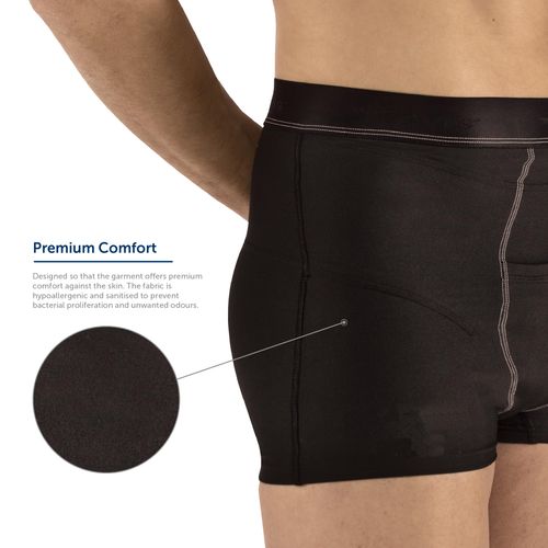 Medically Approved Hernia Boxer Shorts - INCLUDES x 2 HERNIA PADS - Designed to contain, support & reduce inguinal, lower abdominal & scrotal hernias (M)