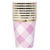Paper Cups - 9oz - Pink Gingham 1st Birthday - Pack of 8