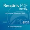 Readiris PDF Family - Yearly - 5 Licenses - Professional PDF Software Editor – Edit, Protect, Annotate, Convert, & Sign PDFs - Windows / 5 User / Subscription