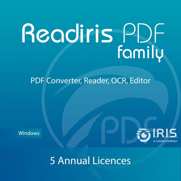 Readiris PDF Family - Yearly - 5 Licenses - Professional PDF Software Editor – Edit, Protect, Annotate, Convert, & Sign PDFs - Windows / 5 User / Subscription