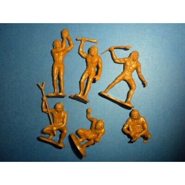 6 CAVEMEN FIGURES dinosaurs pre-historic toy playset MARX/RELATED lot 5