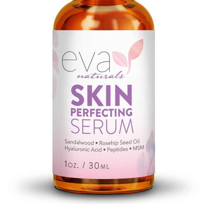 Eva Naturals Skin Perfecting Serum with Aloe, Sandalwood, MSM, Peptides and Rose Hip Seed Oil - Rejuvenates Skin, Stimulates Collagen, Reduces Wrinkles and Fine Lines, Hydrates and Balances Oil Production (1 oz)…
