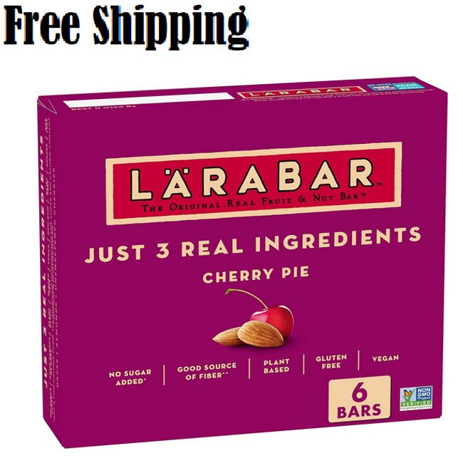 LÄRABAR Cherry Pie, Gluten Free Vegan Fruit & Nut Bars, 1.7 oz bars, 6 ct