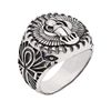 Men's Chunky Silver Ring | Egyption Ring | Ancient Egypt Bird Ring with Cross Details (W)