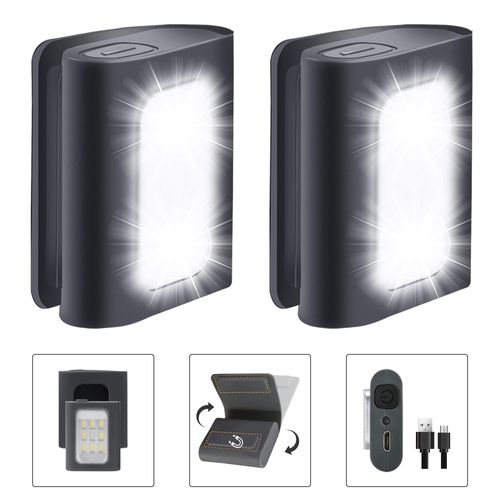 Clip on Running Lights, 2Pack Rechargeable Night Light with Strong Magnet Reflective, LED Running Lights 3 Modes Brightness with Red Strobe for Runners Joggers Camping Hiking Walking Outdoor Adventure