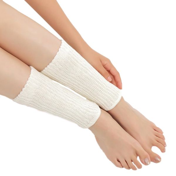 SL23-02 Silk & Cotton Leg Warmers 9.1 inches (23 cm) Length One Size Fits All (Unisex) Off White