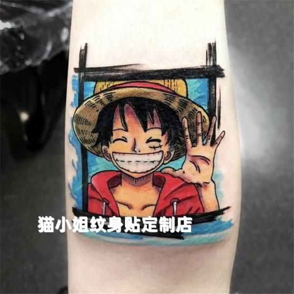 Miss Cat Anime One Piece Luffy Flower Arm Tattoo Sticker Long Lasting Waterproof Men