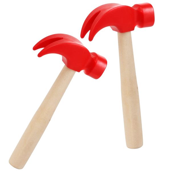 2 Pack Wooden Hammer Toys Simulation Hammers Maintenance Tools Educational Toys for Kids Birthday Party Games Supplies