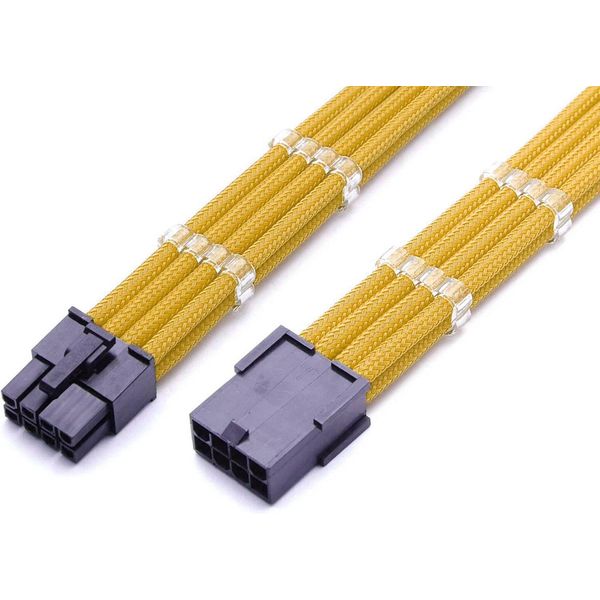 Shakmods 8 Pin PCIE GPU Sleeved Extension Cable 30cm + 2 Cable Combs (Gold)