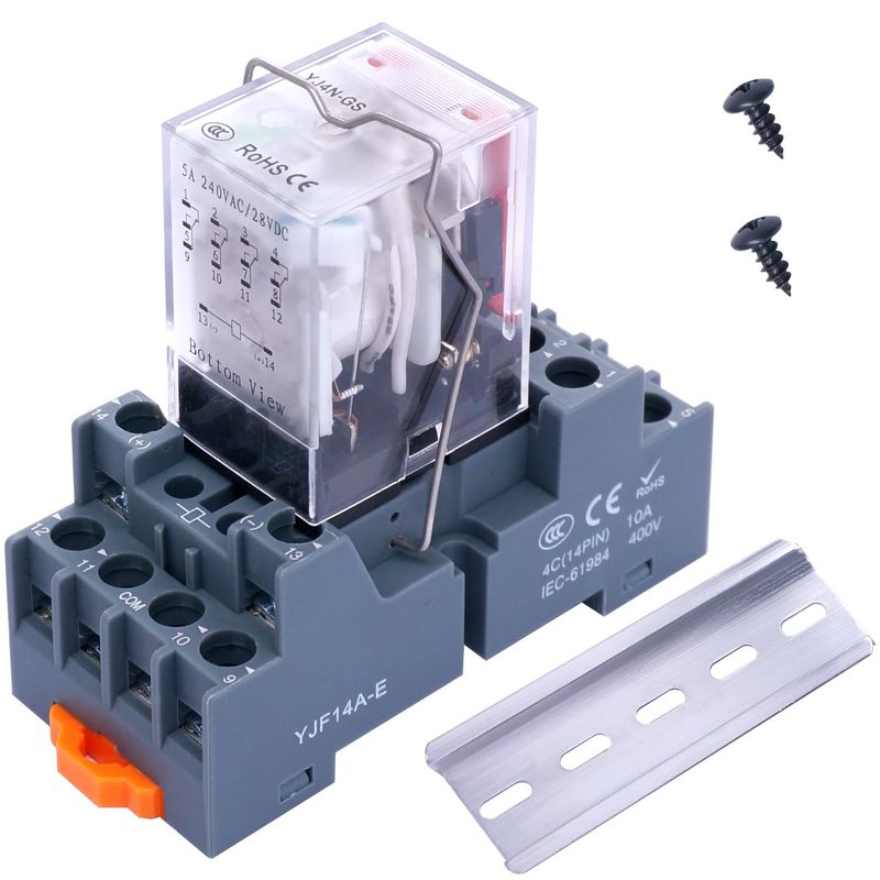 Taiss/DC 12V LED indicator Electromagnetic Coil Relay 14 Pins 10A DPDT ...