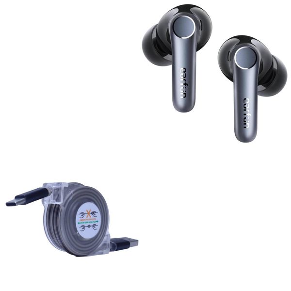 BoxWave Cable Compatible with EarFun Air Pro 4 - miniSync - USB-A to USB Type-C, Retractable Cable 5 Pre-Set Lengths Avoid Tangles