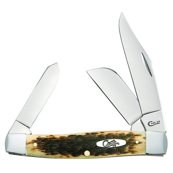 CASE XX WR Pocket Knife Amber Jigged Bone Large Stockman Cv Item #204 - (6375 Cv) - Length Closed: 4 1/4 Inches