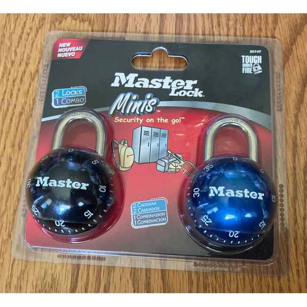 Two Master Locks One Combination 1 Black & 1 Blue Mini Sports Ball Metal "NEW"