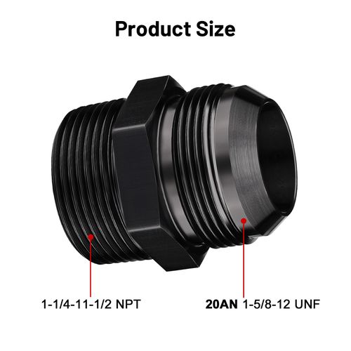 EVIL ENERGY 20AN Male Flare to 1-1/4" NPT Pipe Straight Fitting Adapter Aluminum Black