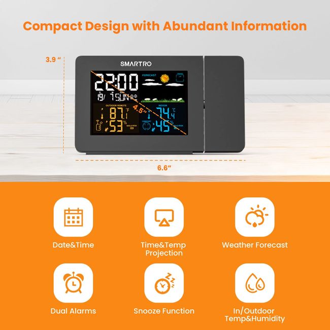 Wireless indoor-outdoor thermometer with alarm clock
