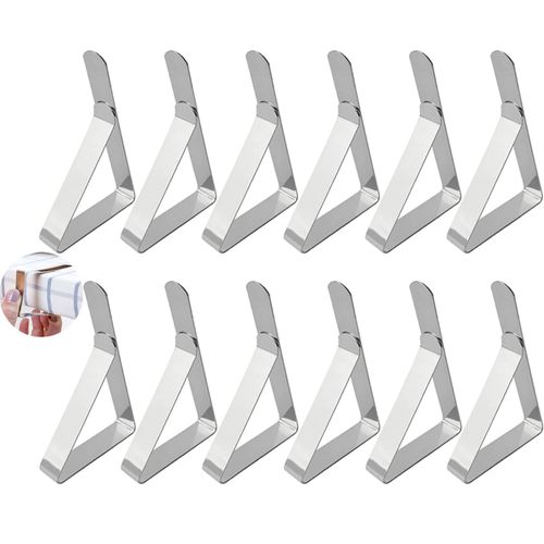 Moseem Table Cloth Clip, Tablecloth Clips 12 Pack Table Cloth Clips Stainless Steel Table Cloth Cover Clamps for Outside, Home, Dining, Picnic, Party and Wedding