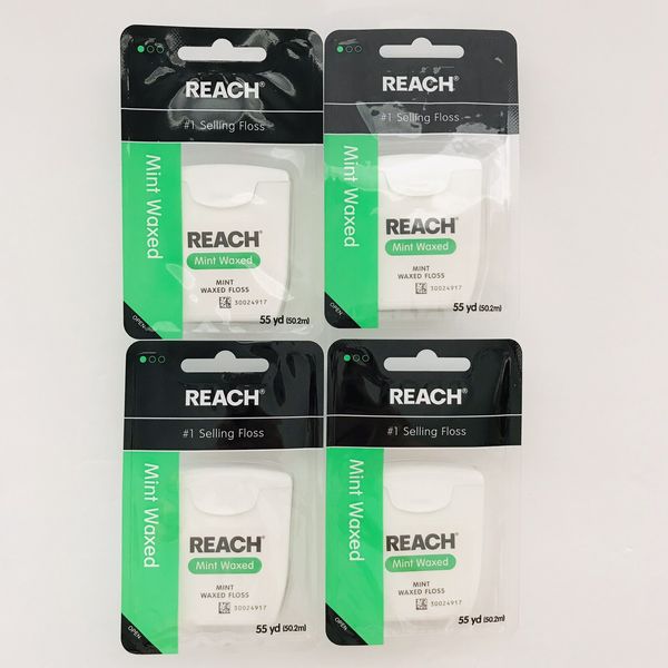 4 Pack Reach Mint Waxed Dental Floss, 55 yds each