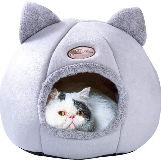 Cat Bed Dome, Cat House, Pet Sleeping Bag, Cat House, Dome-shaped, Warm, Fluffy, Resting Area, Winter, Can Sleep Soundly, Washable, Small Dogs, Cats, Pet Shed, Indoor Use, 14.2 x 14.2 x 14.2 inches