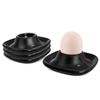 Flexzion Soft Boiled Egg Holder Set - 4-Piece Black Ceramic Egg Cup, Stackable Egg Coddler Cups with Base for Serving, Breakfast, Brunch - Kitchen Table Decor, Black