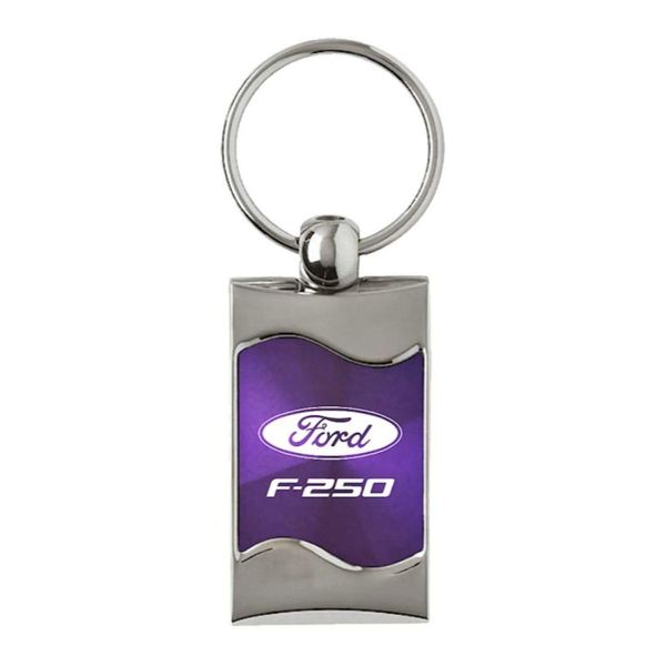 Au-TOMOTIVE GOLD Rectangular Wave Key Ring for Ford F-250 (Purple)
