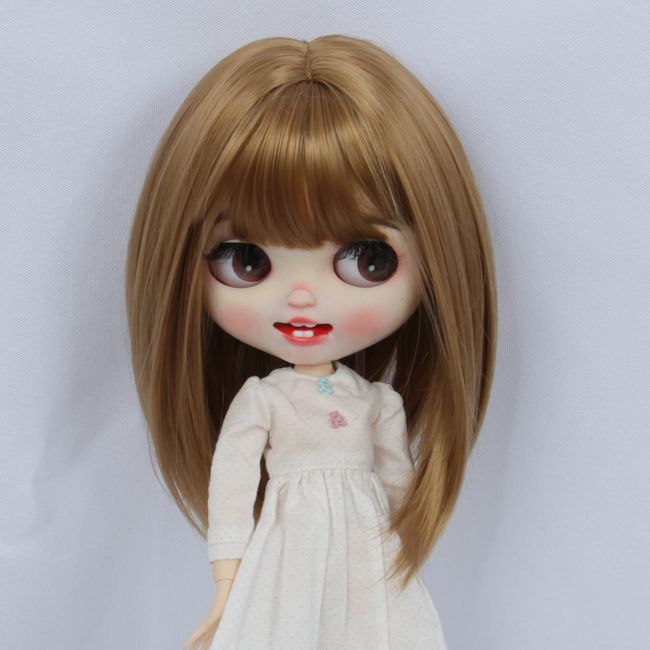 Linfairy 9-10 inch Doll Doll Wig Shoulder Hair (Light Brown)