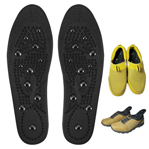 FORNORM Magnetic Insoles, 1 Pair Plantar Fasciitis Insoles, Memory Foam Magnetic Therapy Insoles, Reflexology Acupressure Insoles Improve Blood Circulation (Shoes Size 4-7,Black)