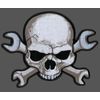 SKULL WRENCH EMBROIDERED 4 INCH BIKER  PATCH [IRON ON SEW ON]