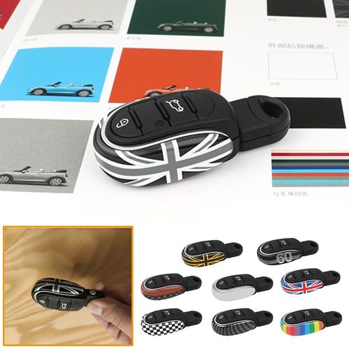 Lavitin Key Fob Cover, Key Case Shell Compatible with Cooper Clubman Countryman S F54 F55 F56 F57 F60 Key Fob Keyless Full Protection Smart Key Fob Case Keychain Remote Protector (Gray union jack)