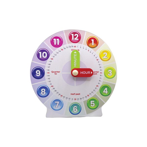 Interactive Educational Teaching Clock - Learn Time Easily, Durable Design for Kids with moveable arms, Engaging Hands-On Learning Tool, Perfect for Classroom & Home Use