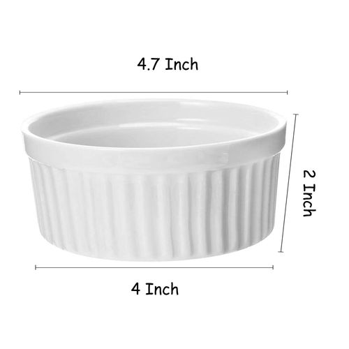 12 OZ Ramekin Bowls,WERTIOO 8 PCS Ramekins for for Baking and Cooking, Oven Safe Sleek Porcelain Ramikins for Pudding, Creme Brulee, Custard Cups
