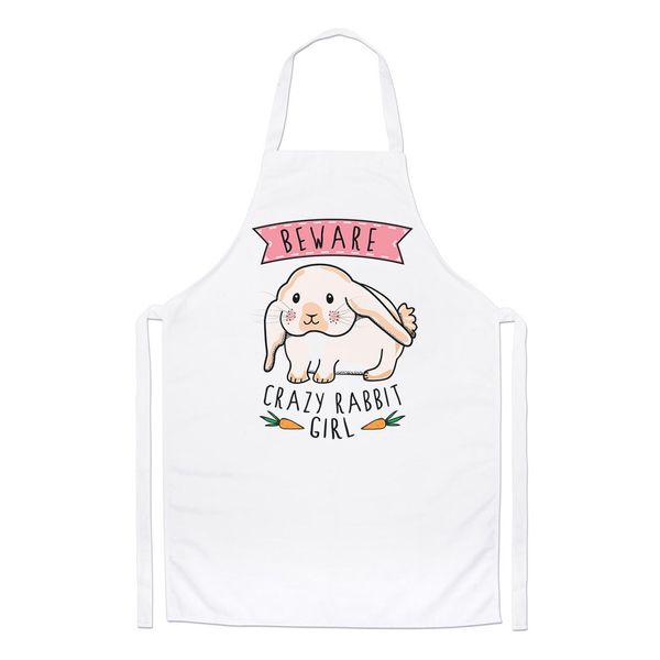 Beware Crazy Rabbit Girl Chefs Apron - Funny Bunny Animal Pet Cooking