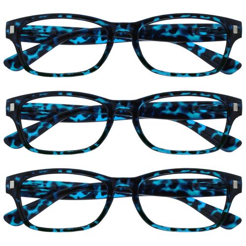 UV Reader Blue Tortoiseshell Reading Glasses Value 3 Pack Mens Womens Spring Hinges UVR3PK010BL +3.50