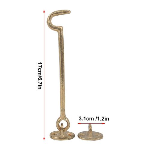 Gate Hook and Eye Swivel Brass Security Window Stay Hook Wind Brace Door Cabin Hook Wind Brace Cabinet Hook(Brass-Color)
