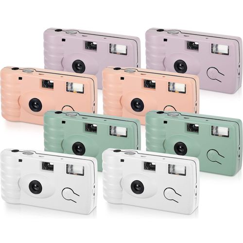 LEIFIDE 8 Pcs Disposable Camera Bulk for Wedding Single Use Camera One Time Camera for Photography with Flash Color Film for Wedding, Anniversary, Travel, Camp, Party Supplies (Cute Color)