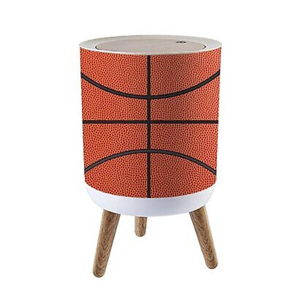 Small Trash Can with Lid Basketball Garbage Bin Round Waste Bin Press Cover D...