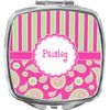 YouCustomizeIt Personalized Pink & Green Paisley and Stripes Compact Makeup Mirror