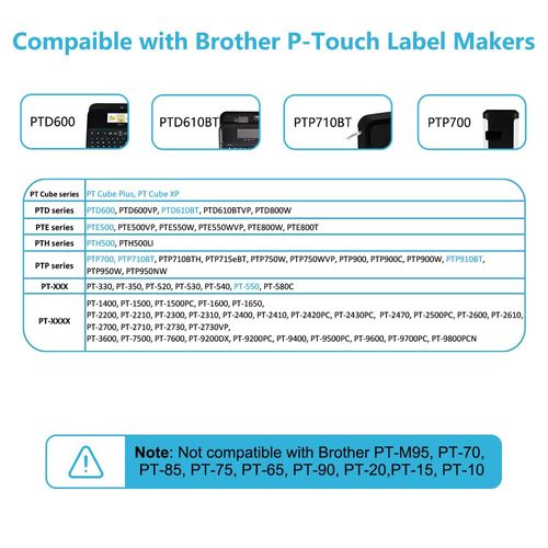 Hehua 24mm 0.94 Laminated White Tape Compatible for Brother PTouch Label Maker Tapes TZe-251 TZe251 TZ-251 TZ251 for Ptouch Label Machine PTD600 PTD600vp, Black on White Tape, Water Resistant, 10-Pack