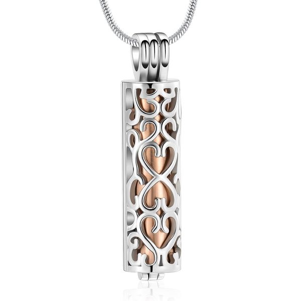Minicremation Kremation Urne Anhänger Halskette mit hohlen Zylinder Vial Keepsake Urne Kremation Schmuck Memorial Lockets für Asche für Frauen Männer (Gold)