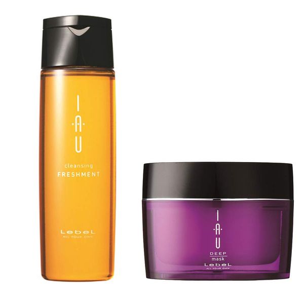 Lebel IAU Cleansing Freshment Hair Shampoo 200ml & Lebel IAU Deep Hair Mask 170g Set (Green Tea Set)